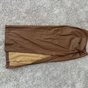 Brown leather skirt